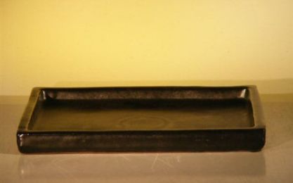 Black Ceramic Humidity/Drip Bonsai Tray (Rectangle)  12.5" x 9.25" x 1.0" OD  11.0" x 8.0" x 0.5" ID