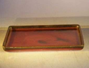 Parisian Red Ceramic Humidity/Drip Bonsai Tray - Rectangle  8.0" x 6.5" x 1.0" OD 7.5" x 5.5" x 0.5" ID