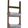 DunaWest 5 Tier Wood and Metal Ladder Planter, Brown and Silver