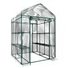 Green House 56" W x 56" D x 76" H,Walk in Outdoor Plant Gardening Greenhouse 2 Tiers 8 Shelves - Window and Anchors Include(White)-dk