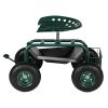 75*45*47cm Iron Short Handle Garden Seat Car, Garden Cart Rolling Work Seat Outdoor Utility Lawn Yard Patio Wagon Scooter for PlantingRT