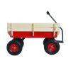 Outdoor station wagon all-terrain pull wooden railing pneumatic tire children's garden (red)