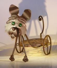 Metal Dog Garden Pot Holder with Moving Head and Tail. 21.0" x 8.0" x 15.0"