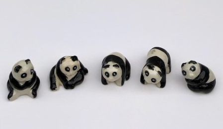 Ceramic Panda Figurines- Set of 5 Various Poses - 1.5"