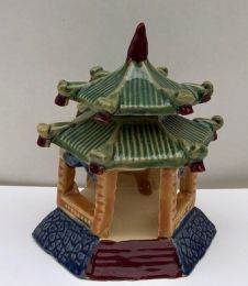 Glazed Ceramic Pagoda Figurine - 4"