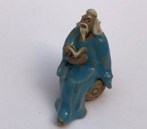 Miniature Ceramic Figurine Man Holding Book - 2"