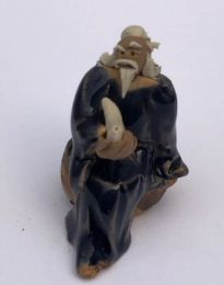Miniature Ceramic Figurine Man Holding Pipe - 2"