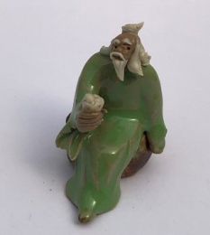 Miniature Ceramic Figurine Man Holding Cup - 2"