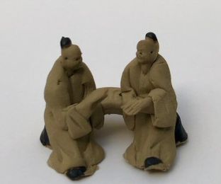 Ceramic Figurine Two Men Sitting - Small